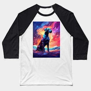 Great Dane Beach Sunset Baseball T-Shirt